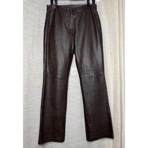 Y2K Vintage VS2 Vakko Lamb Leather Pants Brown High Rise Biker Women's Size 10